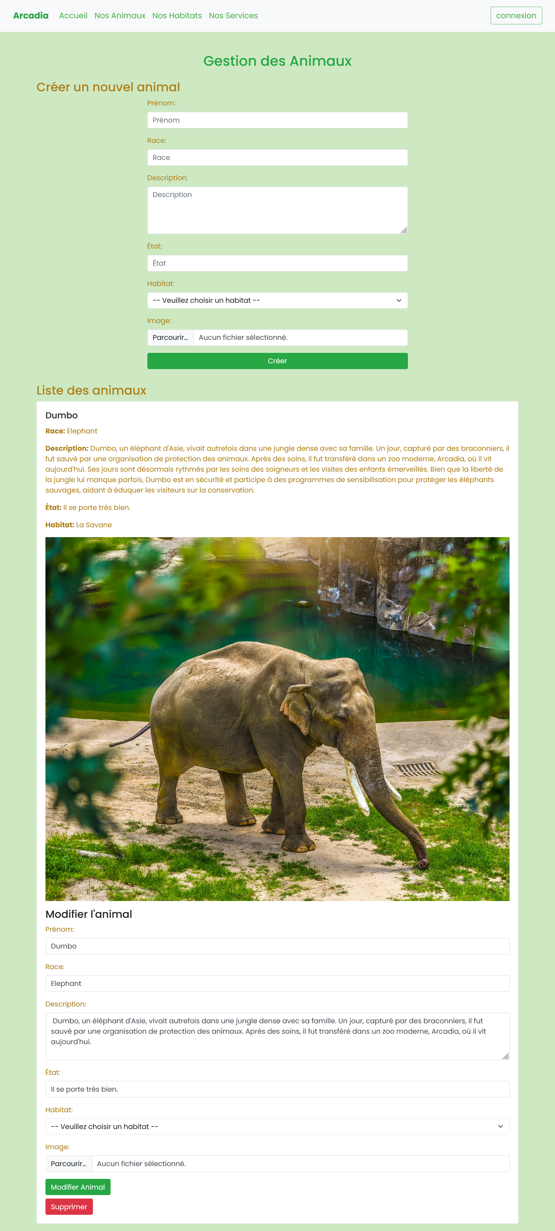 Gestion des animaux