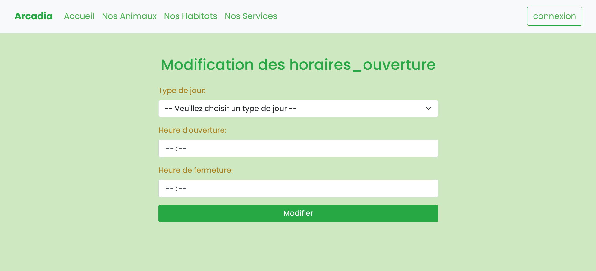 Modification des horaires